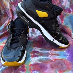 Jordan Black and Yellow Athletic Shoes